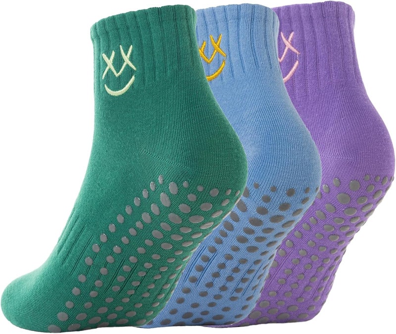 Soxbang 3/6 Pairs Cute Pilates Socks with Grips,Yoga Socks Barre Sock Non Slip Grip Embroidery for Barre Ballet Workout - Image 1